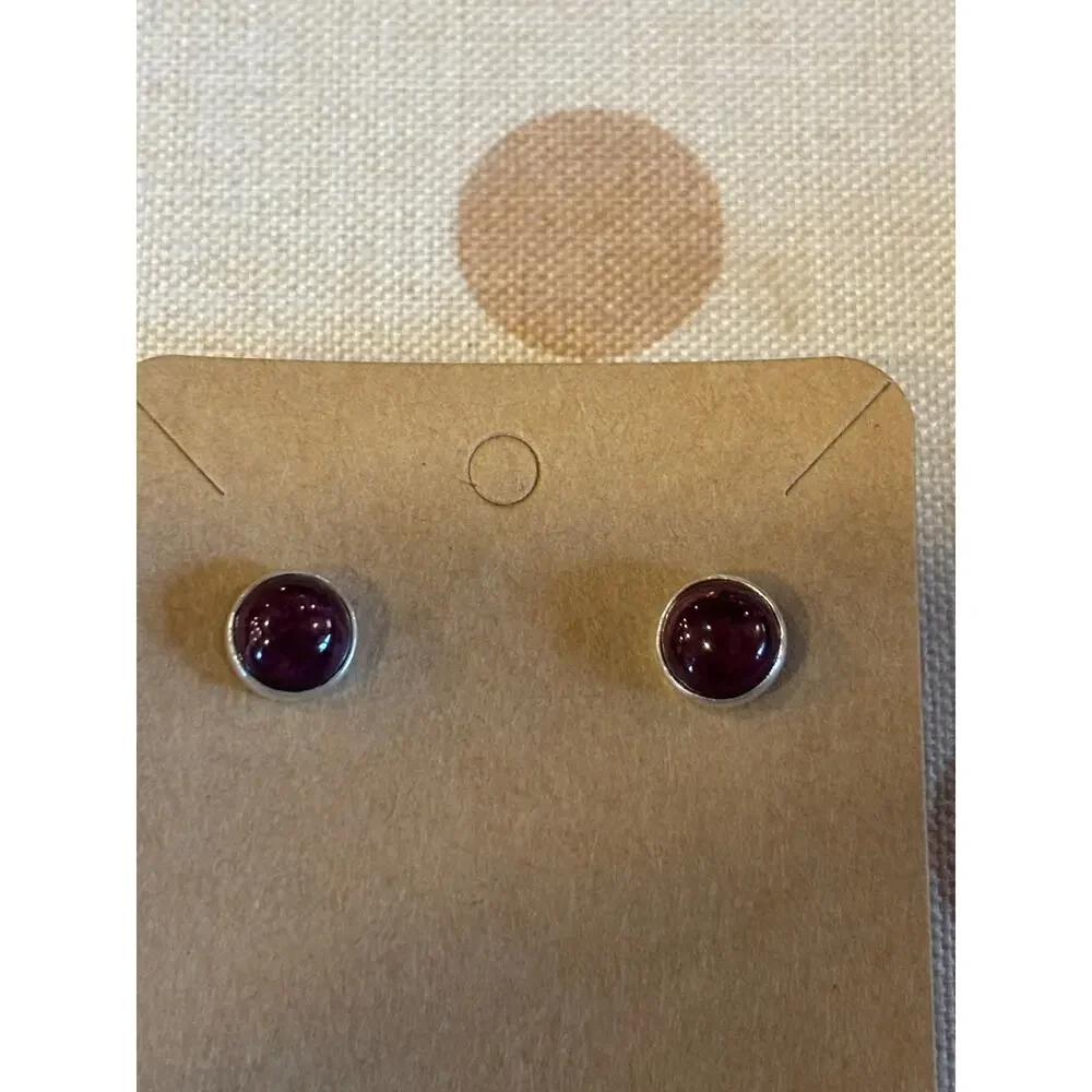 Purple Spiny Round Earrings | Sterling Silver Western Style